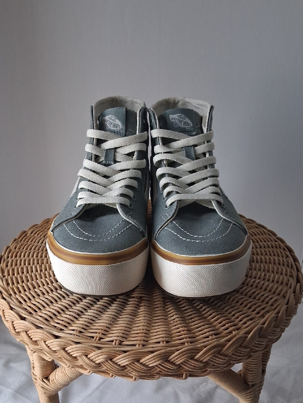 Vans SK8 Hi Tapered Stacked Platform Sneaker Green Milieu Gum Shoe Size 7.5
